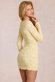 Women Off Shoulder Lace Chic Long Sleeve Slim Fit Bodycon Dress