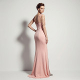 Women Sexy Deep V-Neck Tassel Shoulder High Split Mermaid Formal Party Long Dress