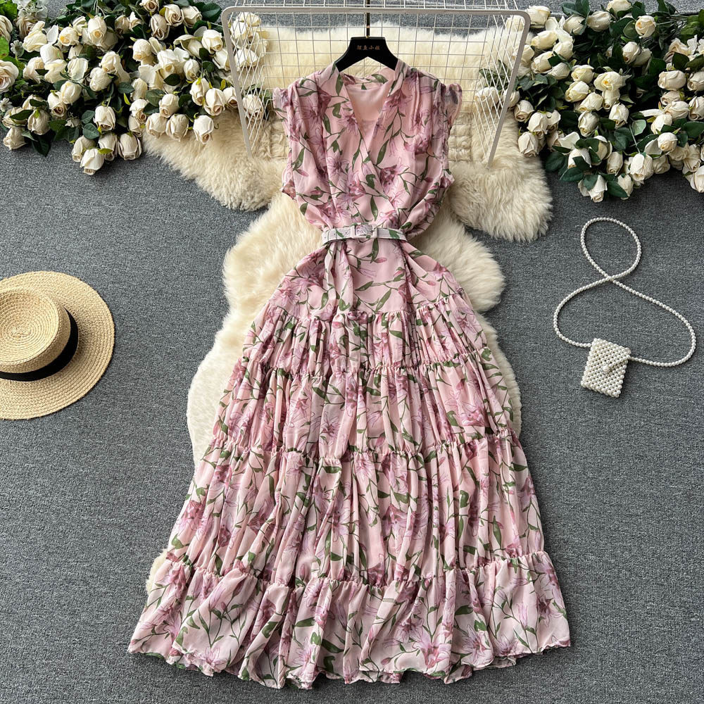 Floral Sleeveless V-Neck Maxi Dress for Summer