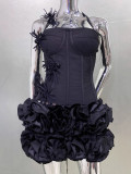 Women Halter Neck Top and Bud Skirt Two-Piece Set