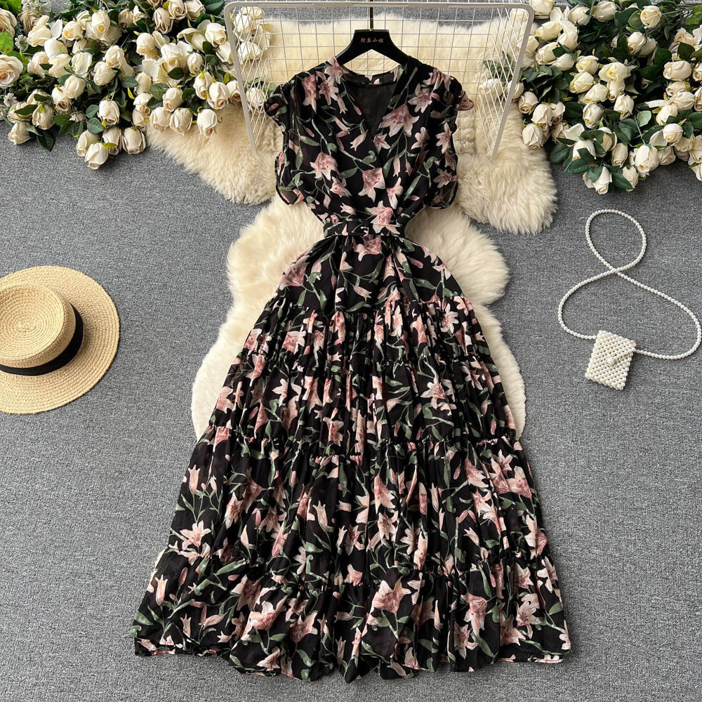 Floral Sleeveless V-Neck Maxi Dress for Summer