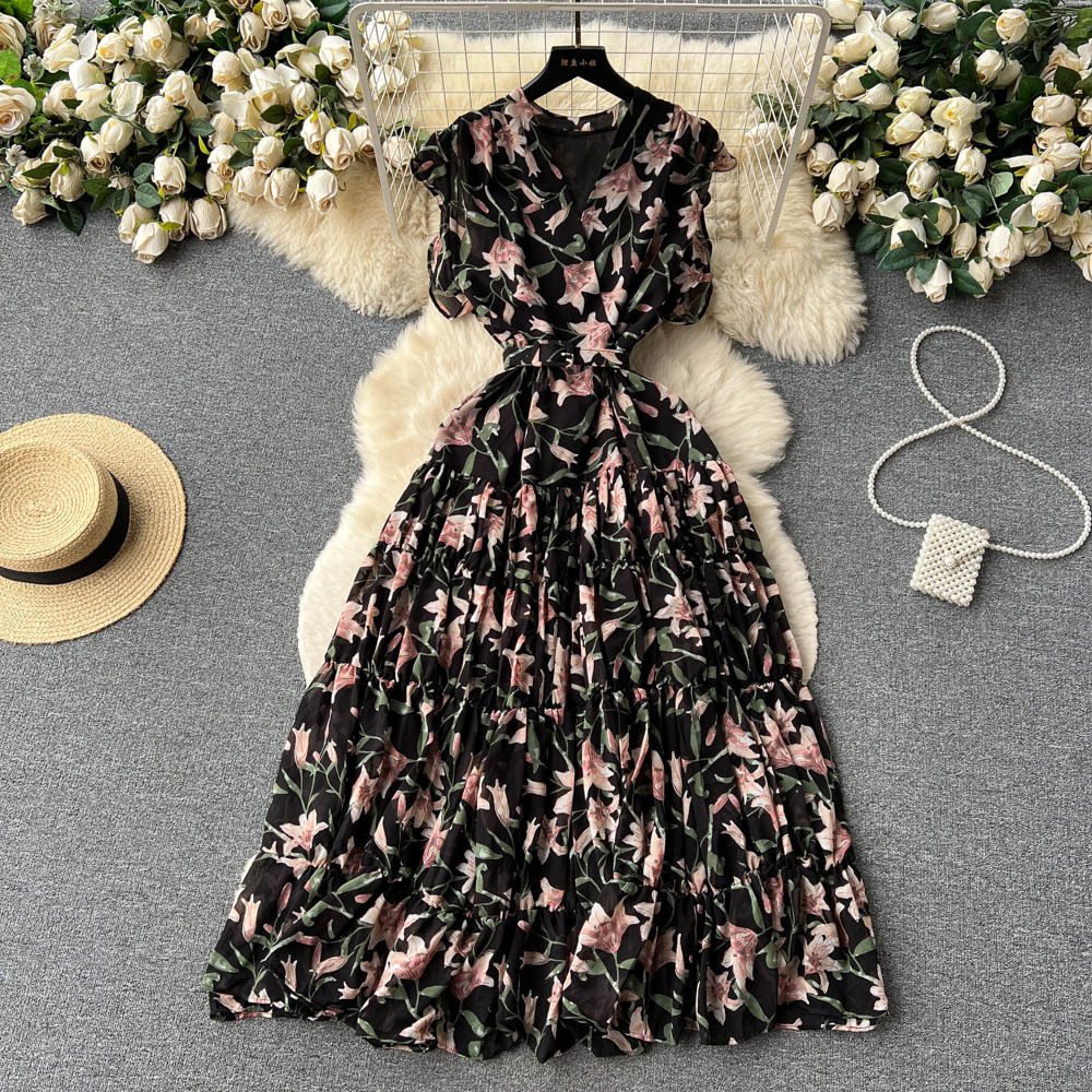 Floral Sleeveless V-Neck Maxi Dress for Summer