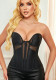 Women Black See-Through Strapless Boned Corset