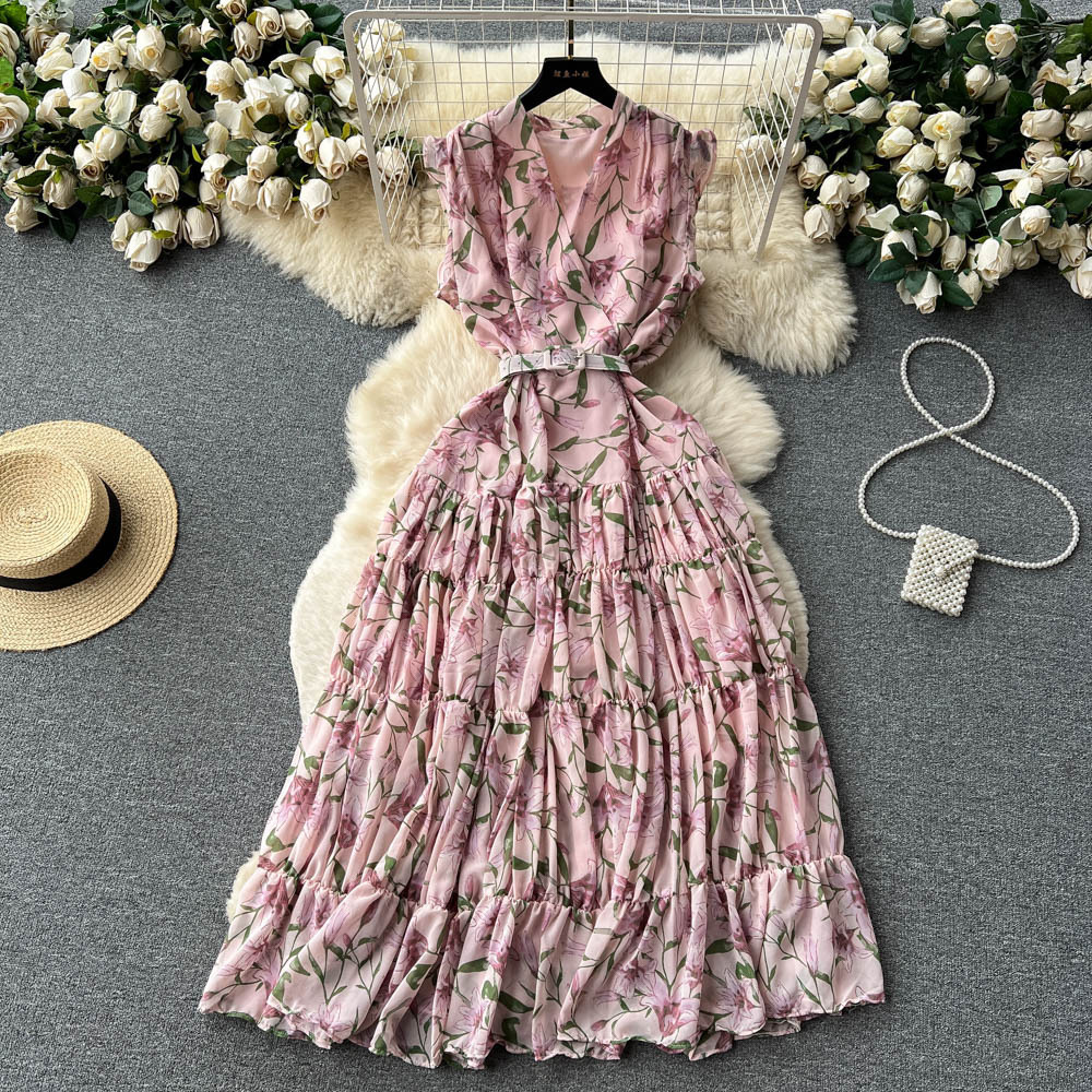 Floral Sleeveless V-Neck Maxi Dress for Summer