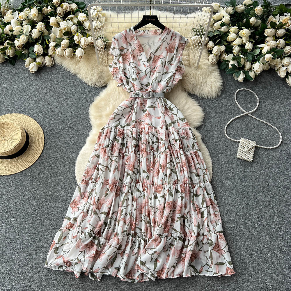Floral Sleeveless V-Neck Maxi Dress for Summer