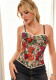 Women Oil Painting Floral Jacquard Thin Spaghetti Strap Boned Corset Shaping Top