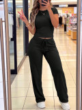 Women Summer Casual Short Sleeve Top and Pants Two-Piece Set