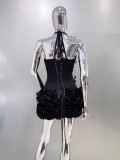 Women Halter Neck Top and Bud Skirt Two-Piece Set