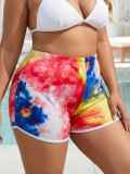 Plus Size Women Tie-Dye Print Casual Shorts
