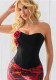 Women Black Rose Strapless Boned Corset Top