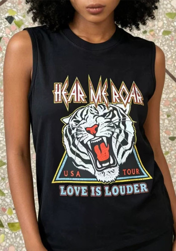 Summer Women Printed Halter Neck Slim Casual Tank Top