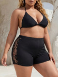Women Sexy Lace Patchwork See-Through Casual Lace Sports Shorts