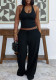 Women Halter Neck Slim Vest Drawstring Wide Leg Pants Casual Tracksuit