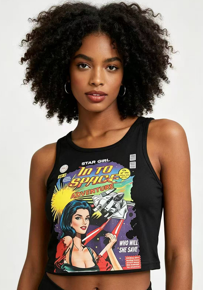 Letter Print U-Neck Camisole Top for Casual Streetwear