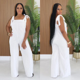 Women Casual Striped Strap Wide Leg Jumpsuit