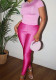 Women Round Neck Short Sleeve Top and Long Pants Two Piece Set