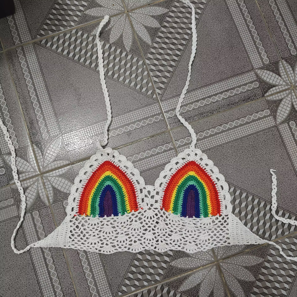 Padded Lined Crochet Bikini Top for Summer Beachwear
