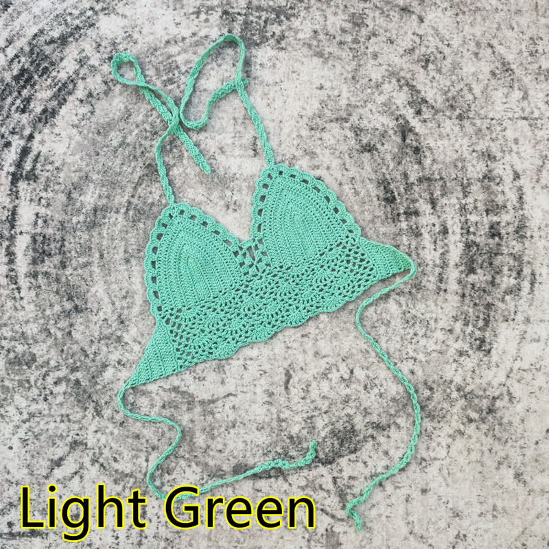 Padded Lined Crochet Bikini Top for Summer Beachwear