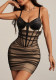 Women See-Through Patchwork Camisole Boning Sexy Bodycon Dress