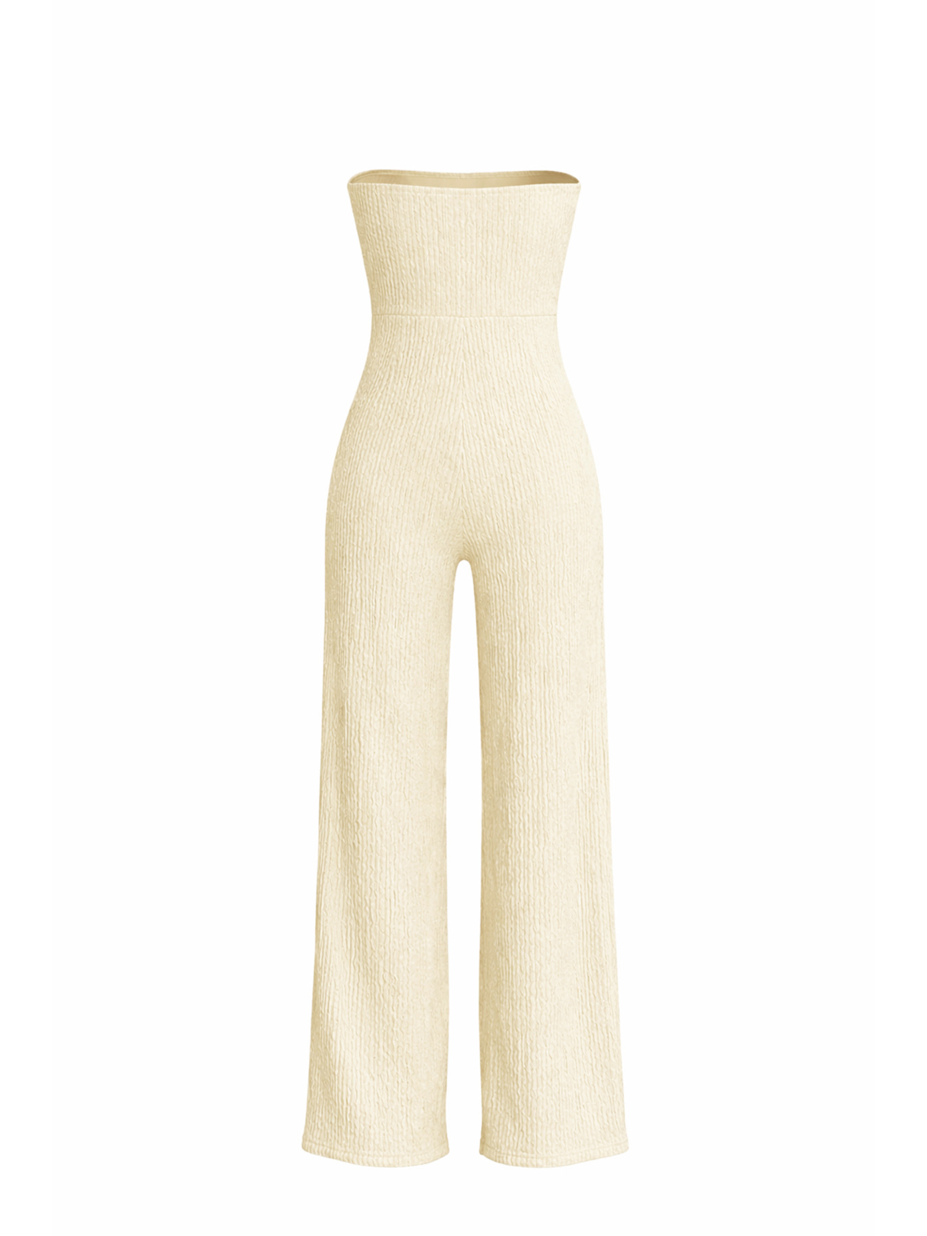 Textured Bow Strapless Wide Leg Jumpsuit for Holidays
