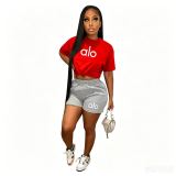 Women Sexy Fashion Short Sleeve Top & Shorts Two-Piece Set