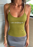 Women Color Block Letter Print Camisole Holidays Sexy Tank Top
