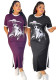 Women Summer Round Neck Short Sleeve Print Casual Maxi Dress