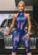 Women Tie Dye Leopard Print Halter Neck Lace-Up Backless Cropped Jumpsuit