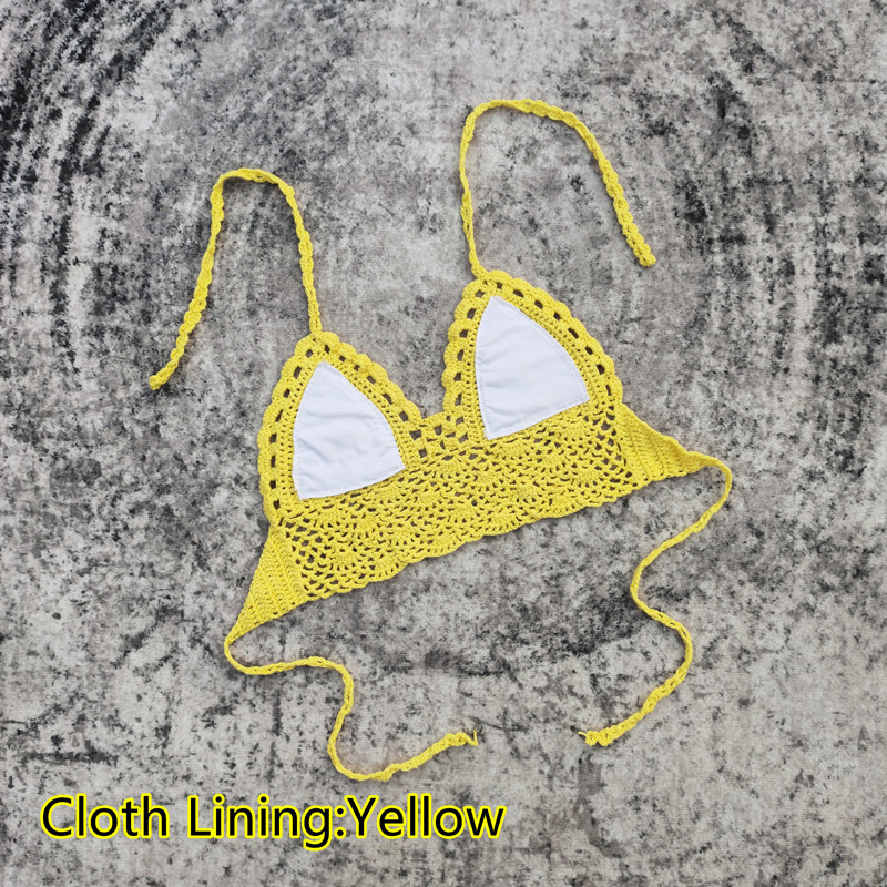 Padded Lined Crochet Bikini Top for Summer Beachwear