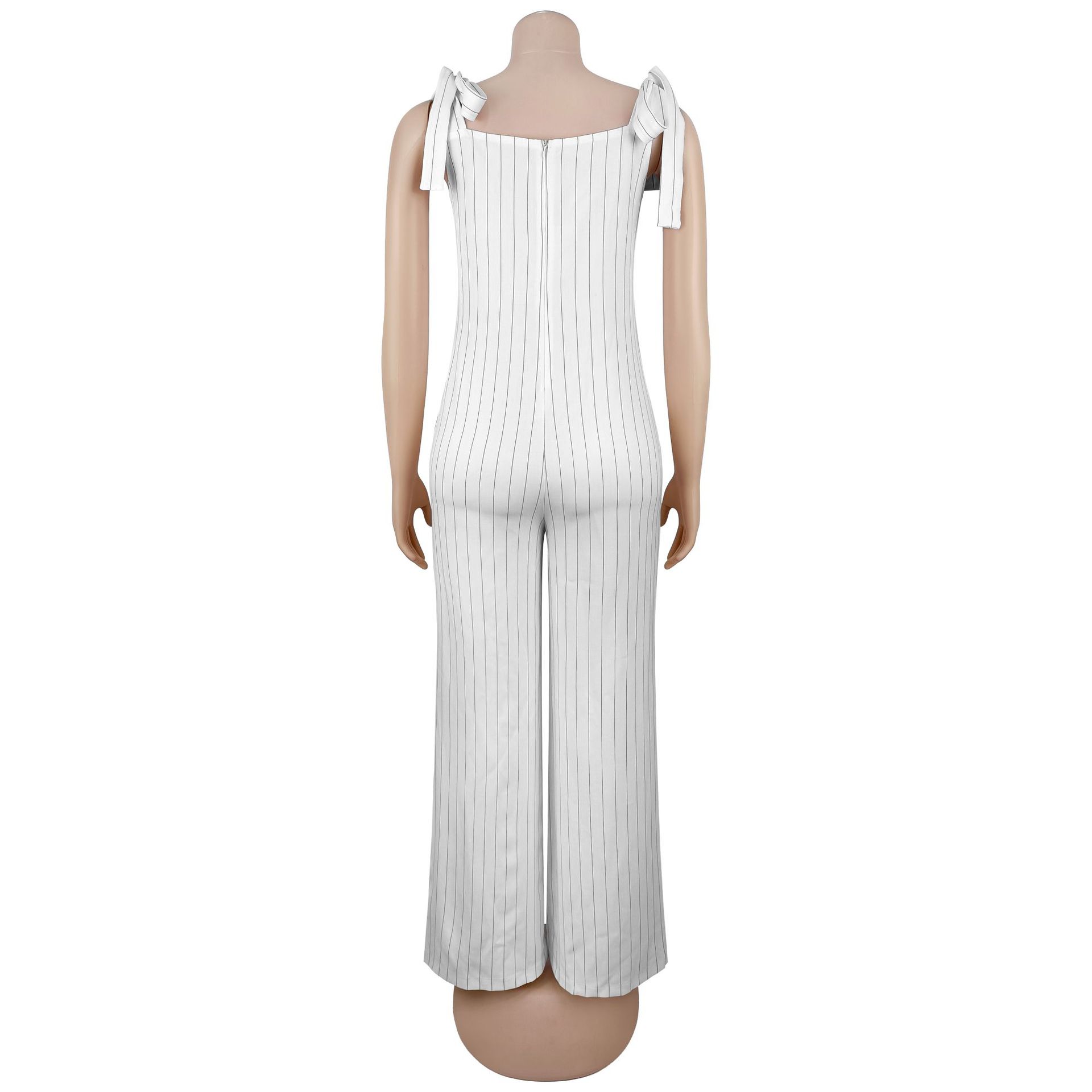 Striped Strap Wide Leg Jumpsuit for Casual Wear