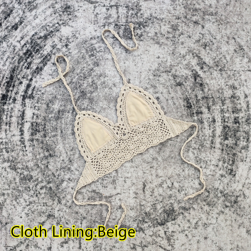 Padded Lined Crochet Bikini Top for Summer Beachwear