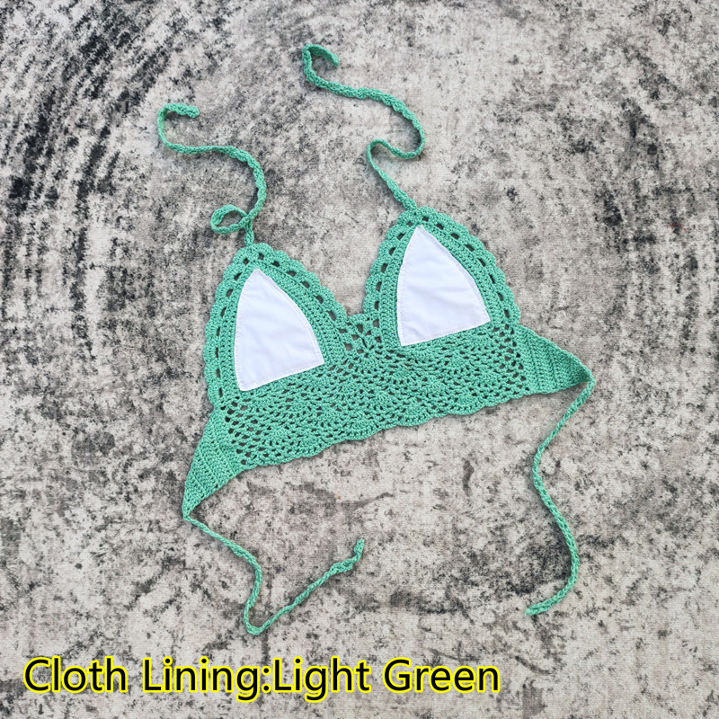 Padded Lined Crochet Bikini Top for Summer Beachwear