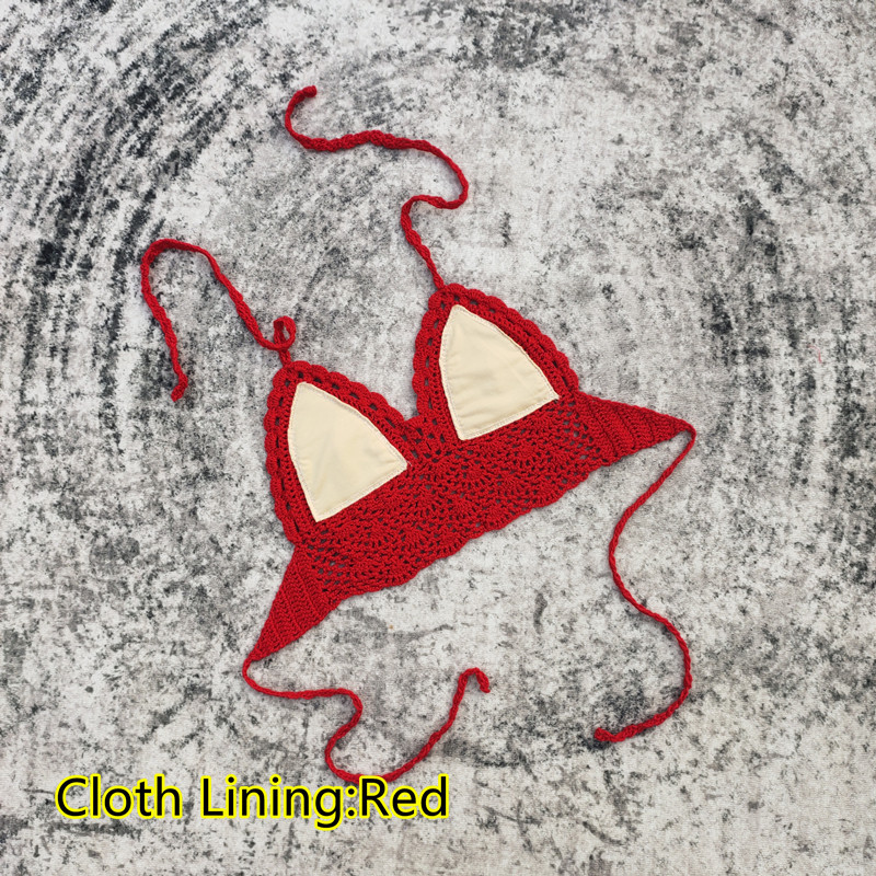 Padded Lined Crochet Bikini Top for Summer Beachwear