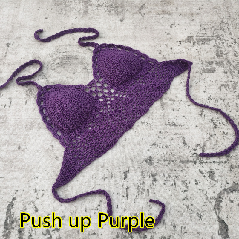 Padded Lined Crochet Bikini Top for Summer Beachwear