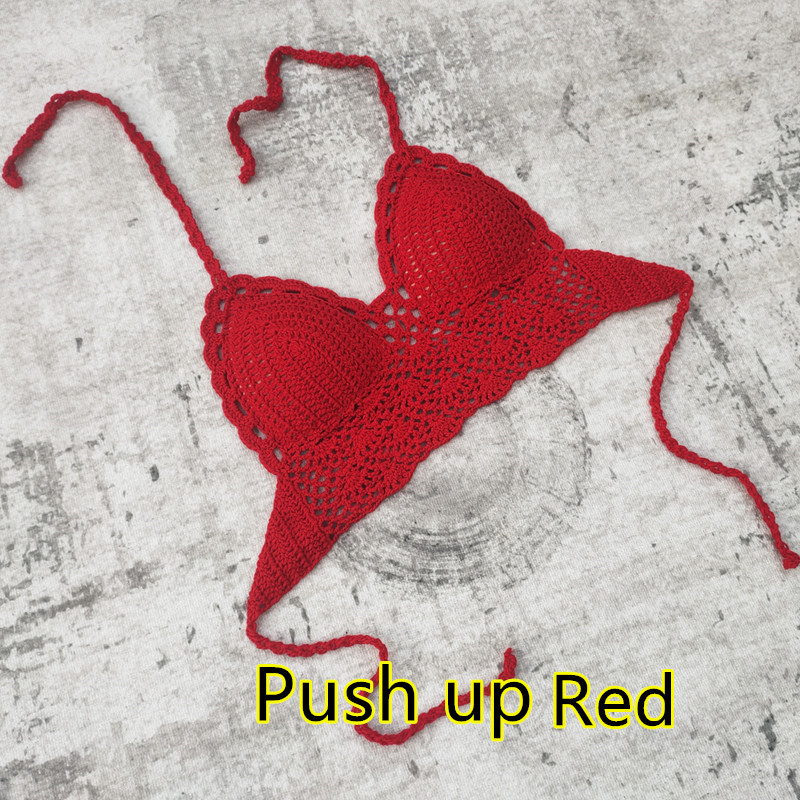 Padded Lined Crochet Bikini Top for Summer Beachwear