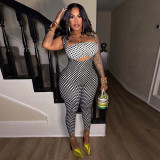 Women Slim Fit Polka Dot Jumpsuit Set