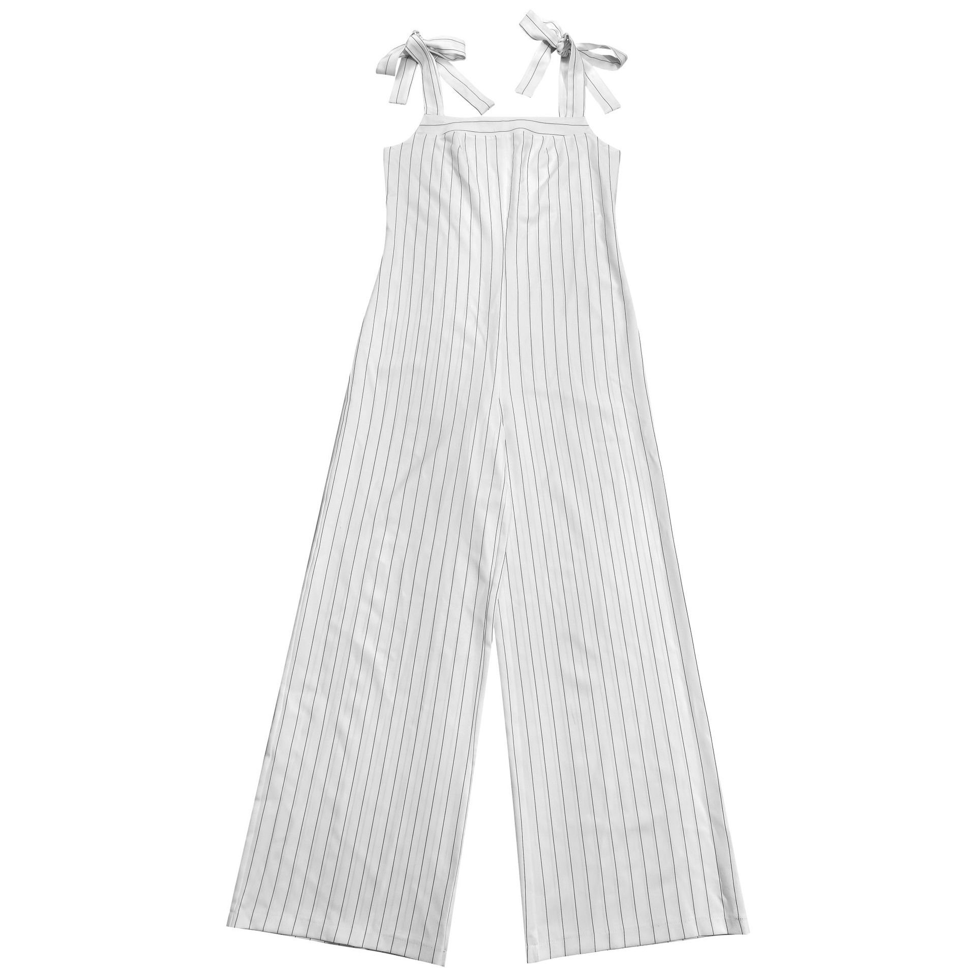 Striped Strap Wide Leg Jumpsuit for Casual Wear