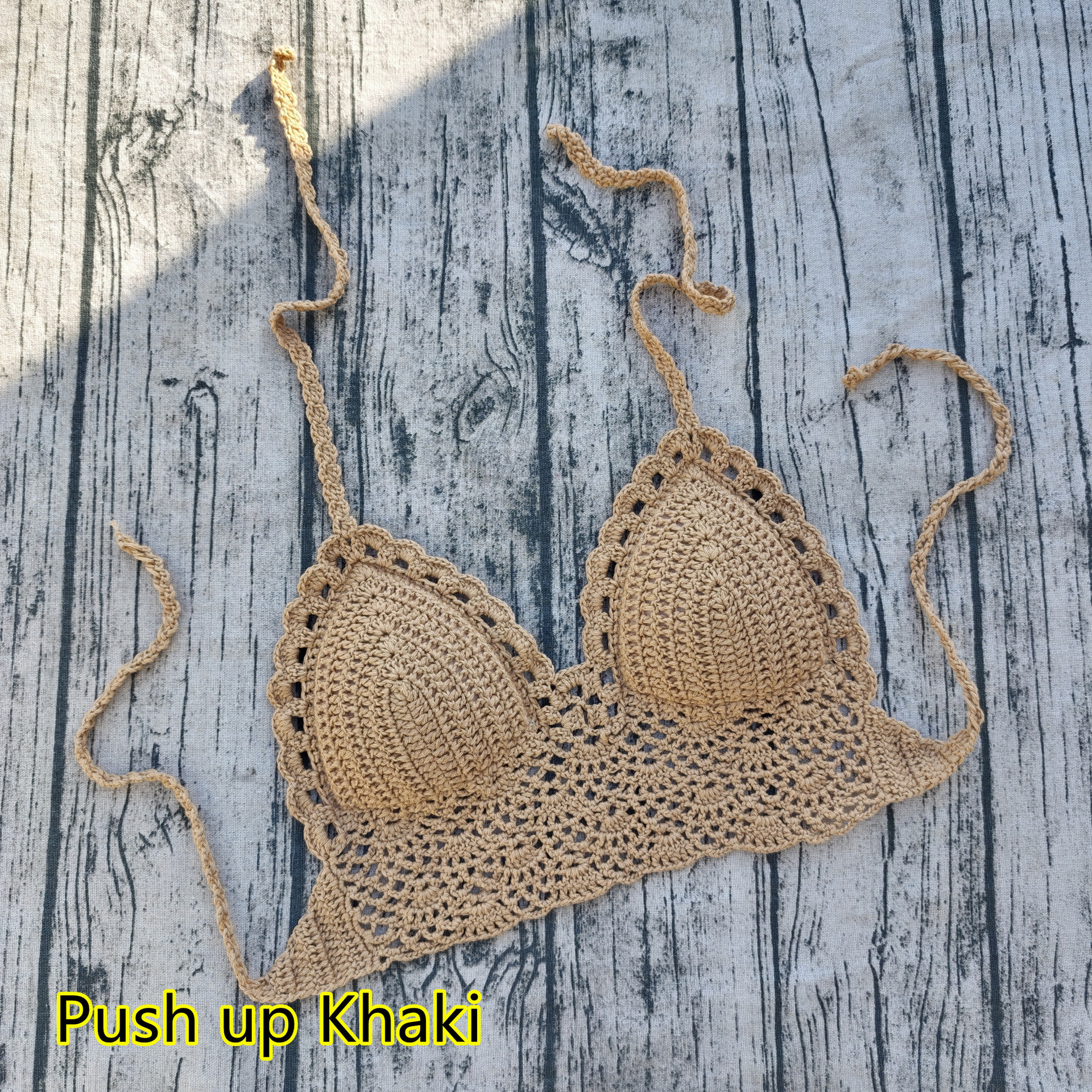Padded Lined Crochet Bikini Top for Summer Beachwear