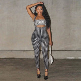 Women Slim Fit Polka Dot Jumpsuit Set