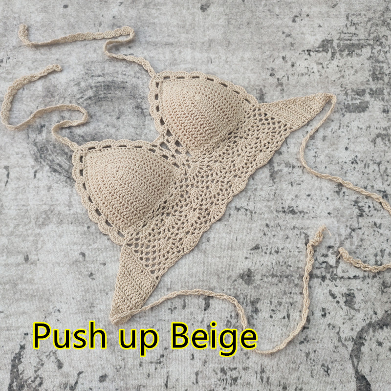 Padded Lined Crochet Bikini Top for Summer Beachwear