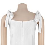 Women Casual Striped Strap Wide Leg Jumpsuit