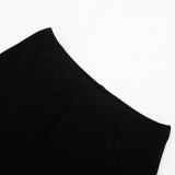 Spring Summer Women Mesh Deep V-Neck Top High Waist Bell Bottom Pants Two-Piece Set