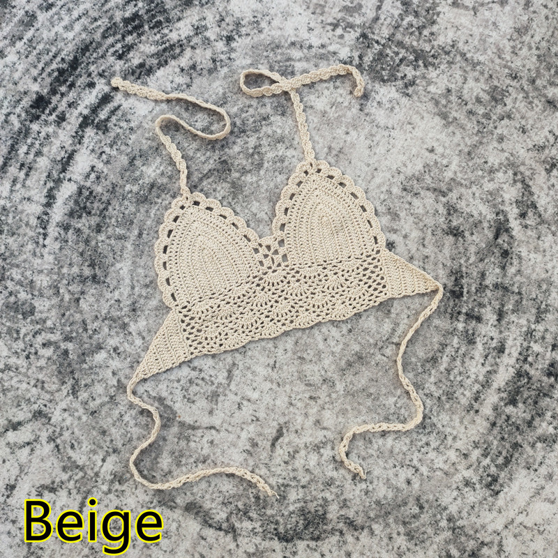 Padded Lined Crochet Bikini Top for Summer Beachwear