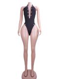 Women Sexy Deep V Hollow Out Metal Halter Neck Top & Bodycon Mini Skirt Set
