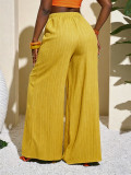 Women High Waist Drawstring Loose Pleated Casual Wide Leg Pants