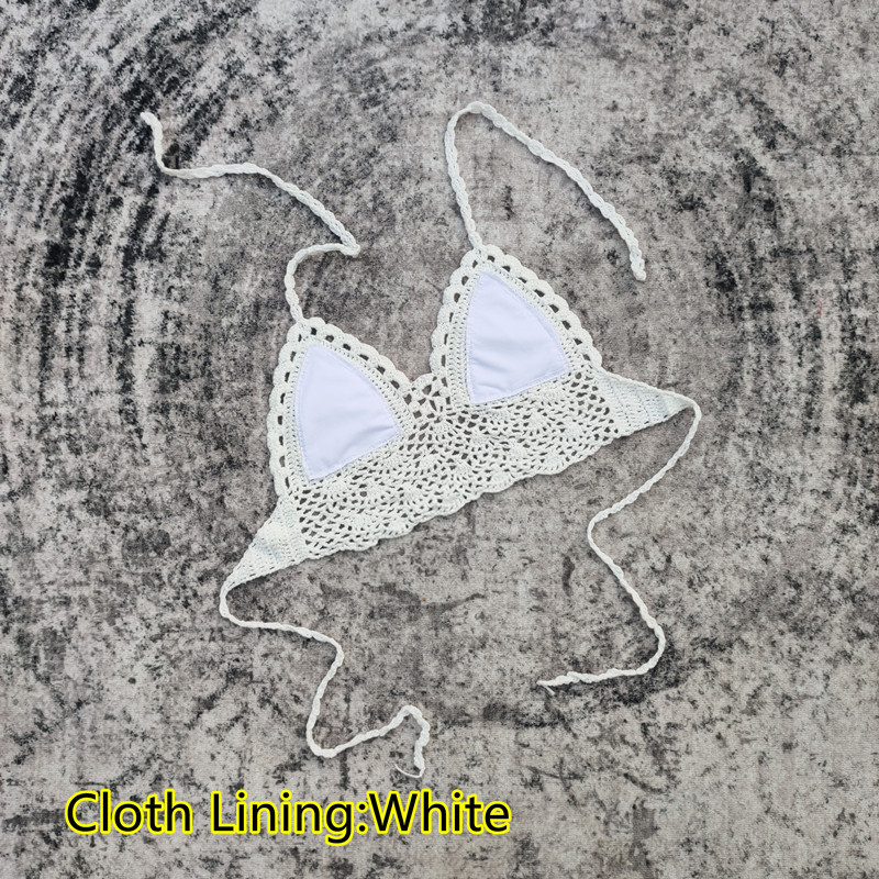 Padded Lined Crochet Bikini Top for Summer Beachwear