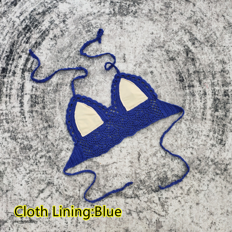 Padded Lined Crochet Bikini Top for Summer Beachwear