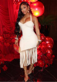 Women Halter Neck V Neck Fringe Bodycon Dress Sexy Dress