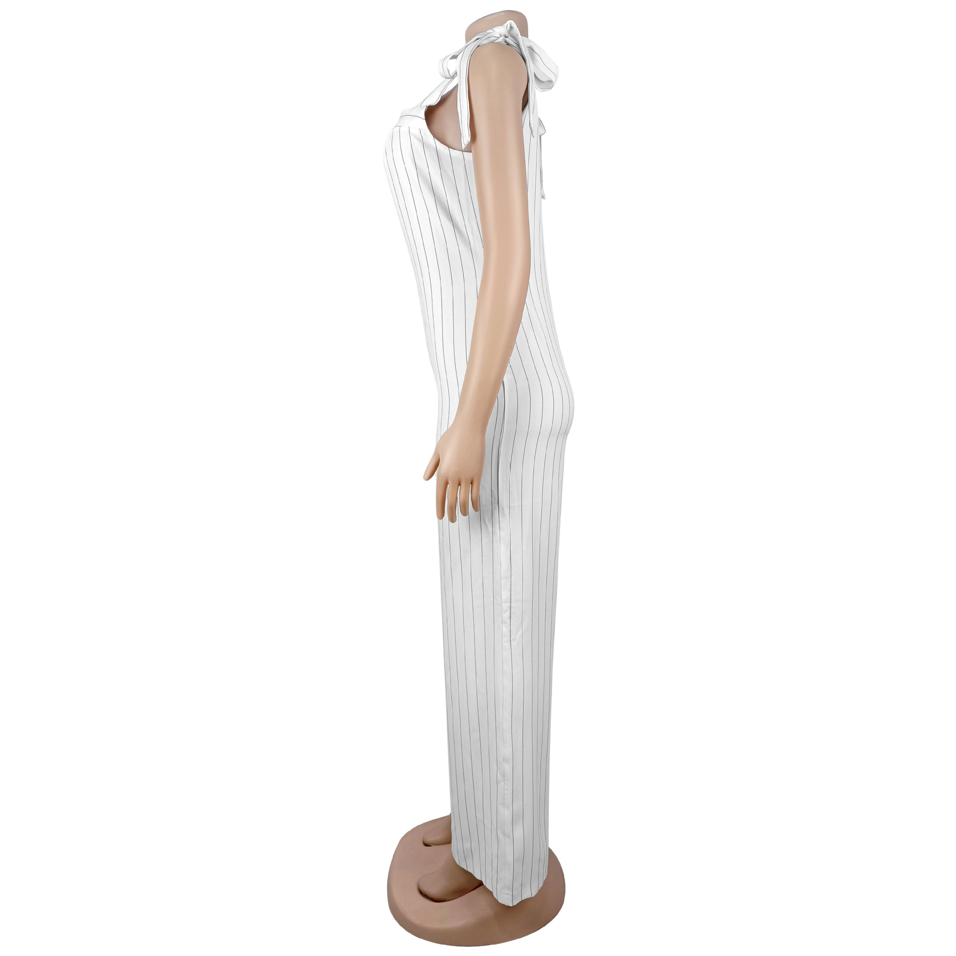 Striped Strap Wide Leg Jumpsuit for Casual Wear
