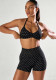 Women High Stretch Polka Dot Halter Neck Tank Top Butt Lifting Seamless Yoga Sports Two-Piece Tracksuit